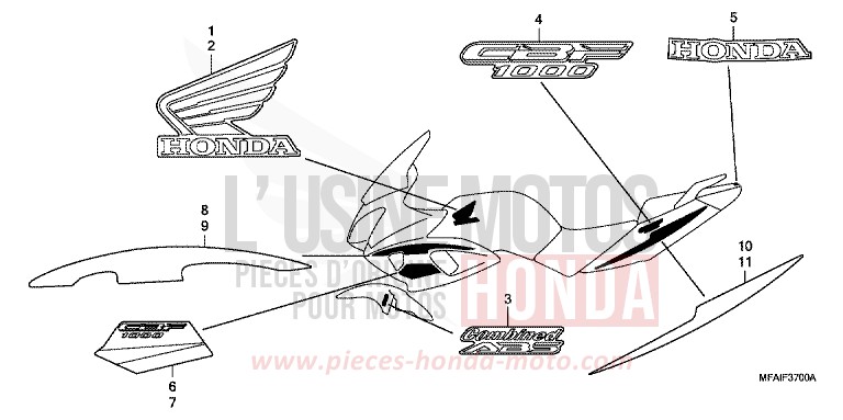 RAYURE/MARQUE de CBF1000 ABS PEARL SIENA RED (R320) de 2009